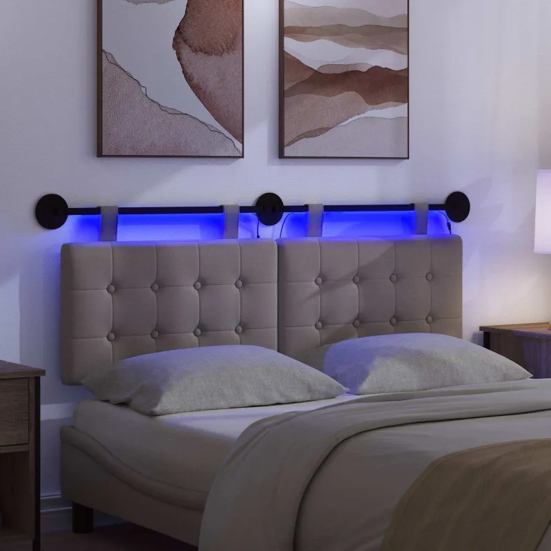 Pakabinamas lovos galvūgalis Su LED šviesa Taupe Audinys