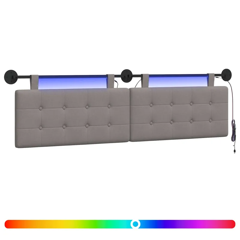 Pakabinamas lovos galvūgalis Su LED šviesa Taupe Audinys