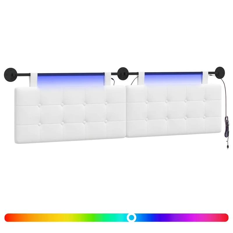 Pakabinamas lovos galvūgalis Su LED šviesa Balta Audinys