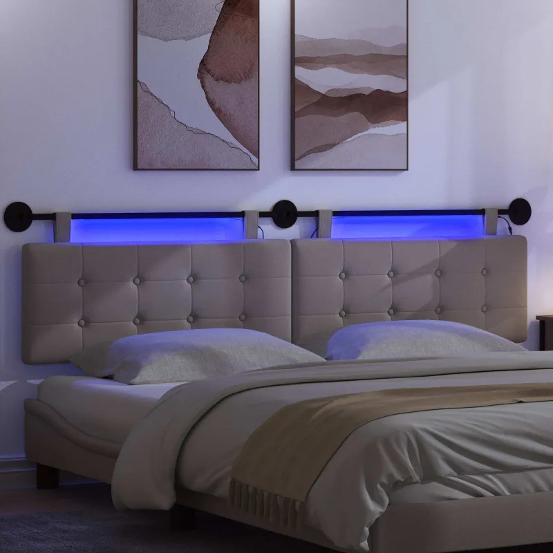 Pakabinamas lovos galvūgalis Su LED šviesa Taupe Audinys
