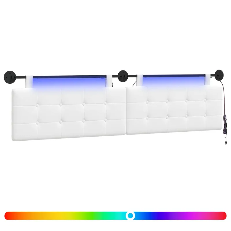 Pakabinamas lovos galvūgalis Su LED šviesa Balta Audinys