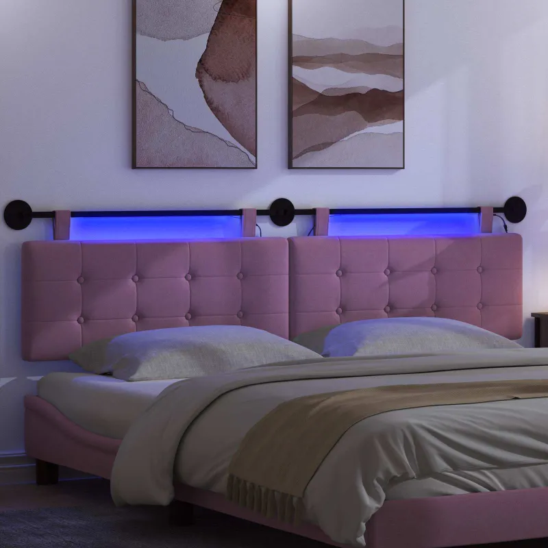 Pakabinamas lovos galvūgalis Su LED šviesa Rožinė Audinys