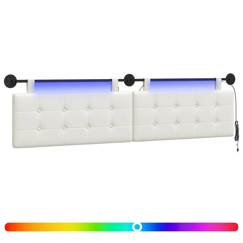 Pakabinamas lovos galvūgalis Su LED šviesa Balta Dirbtinė oda