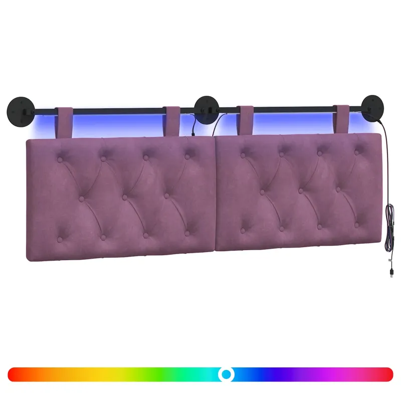 Pakabinamas lovos galvūgalis Su LED šviesa Violetinė Aksomas