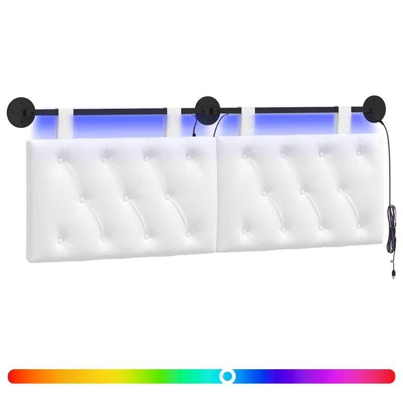 Pakabinamas lovos galvūgalis Su LED šviesa Balta Audinys