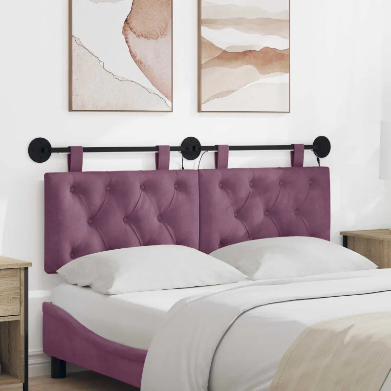 Pakabinamas lovos galvūgalis Su LED šviesa Violetinė Aksomas