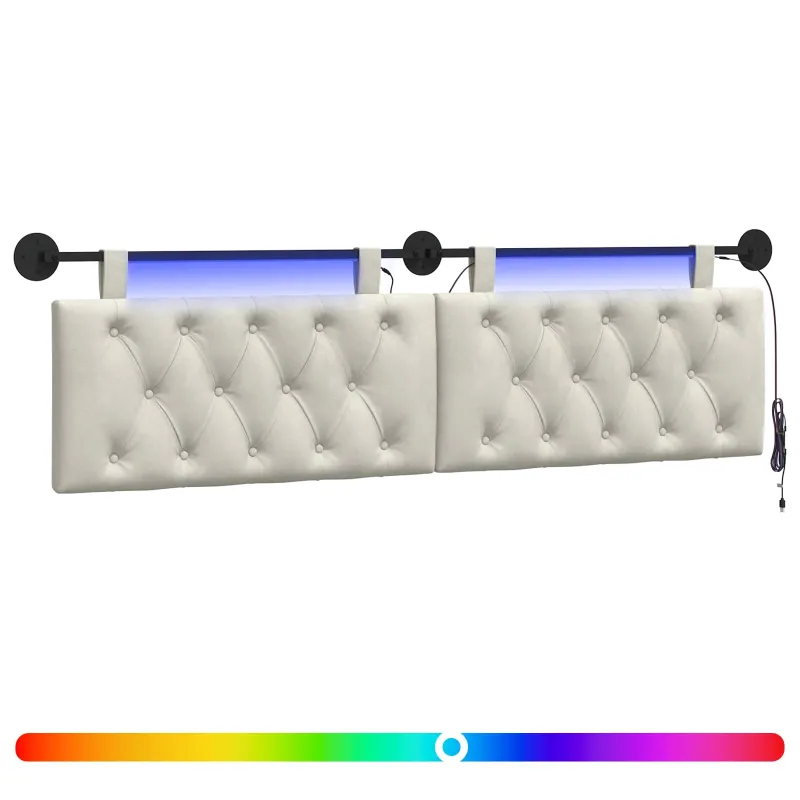 Pakabinamas lovos galvūgalis Su LED šviesa Kreminė Aksomas