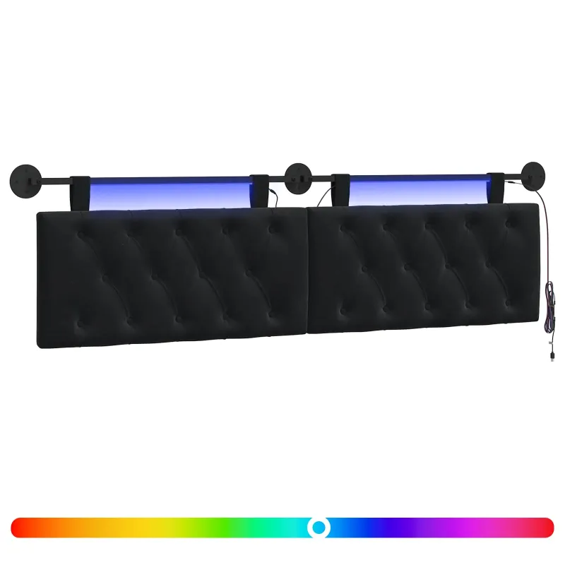 Pakabinamas lovos galvūgalis Su LED šviesa Juoda Aksomas