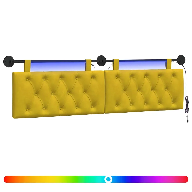 Pakabinamas lovos galvūgalis Su LED šviesa Geltona Aksomas