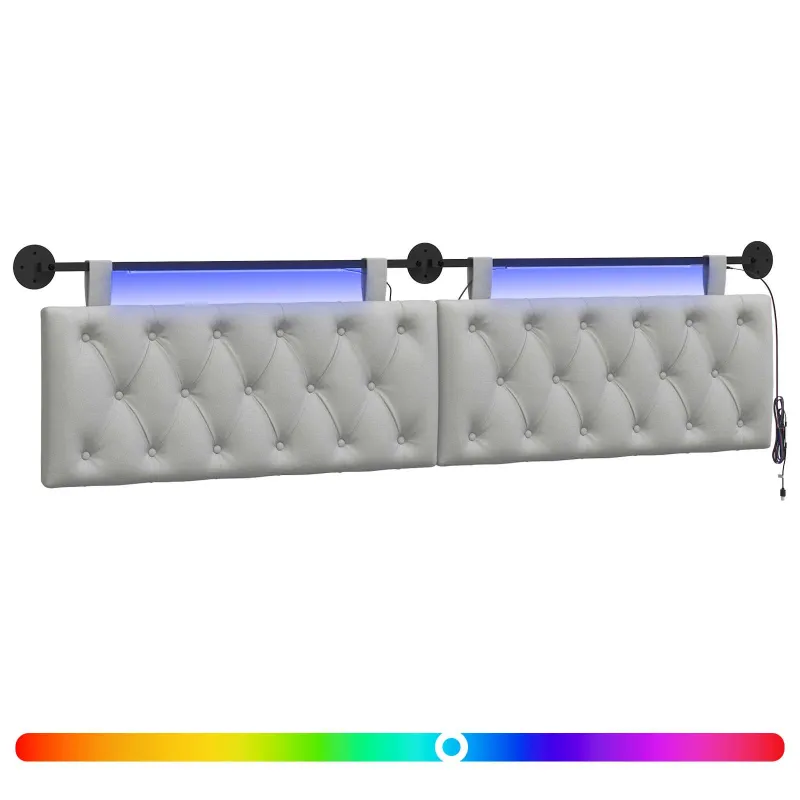 Pakabinamas lovos galvūgalis Su LED šviesa Debesų pilka Audinys