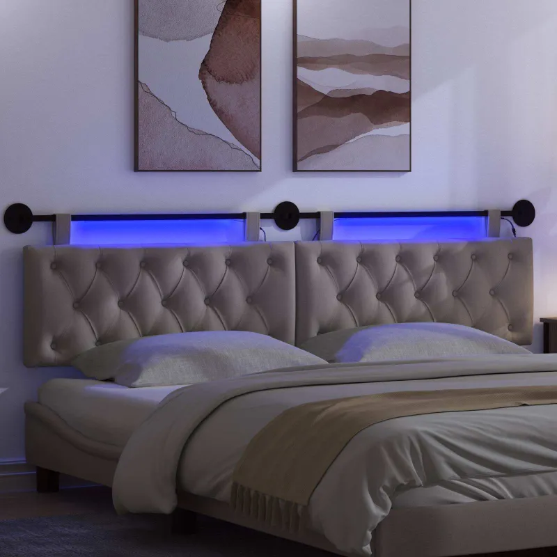 Pakabinamas lovos galvūgalis Su LED šviesa Taupe Audinys