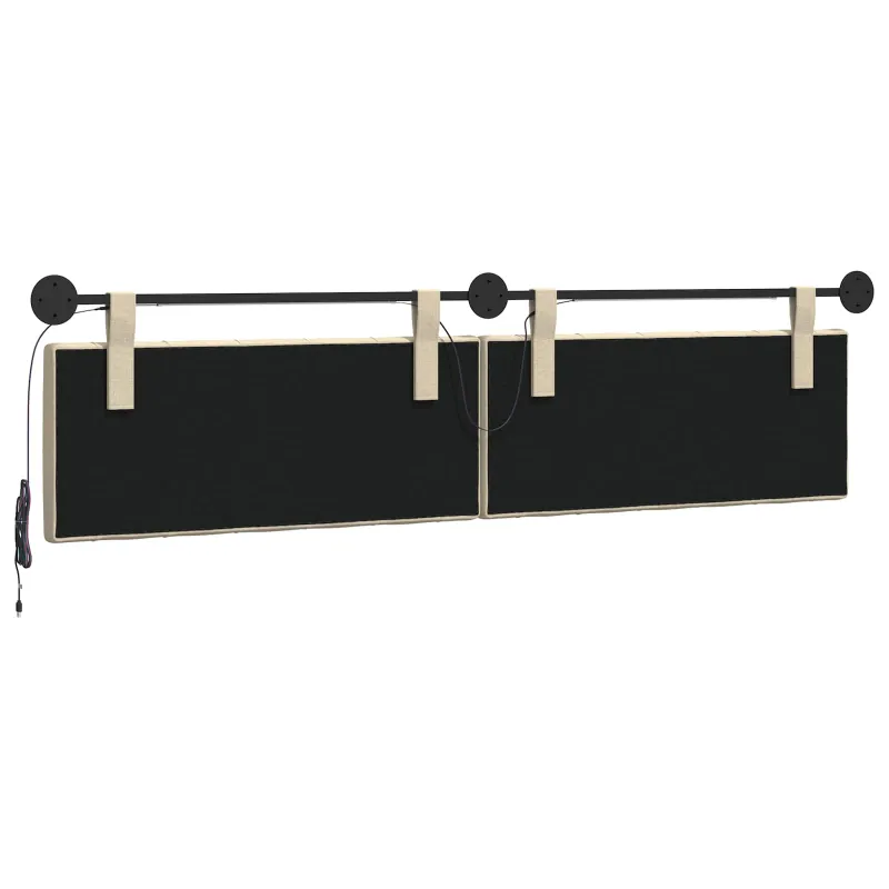 Pakabinamas lovos galvūgalis Su LED šviesa Kreminė Audinys