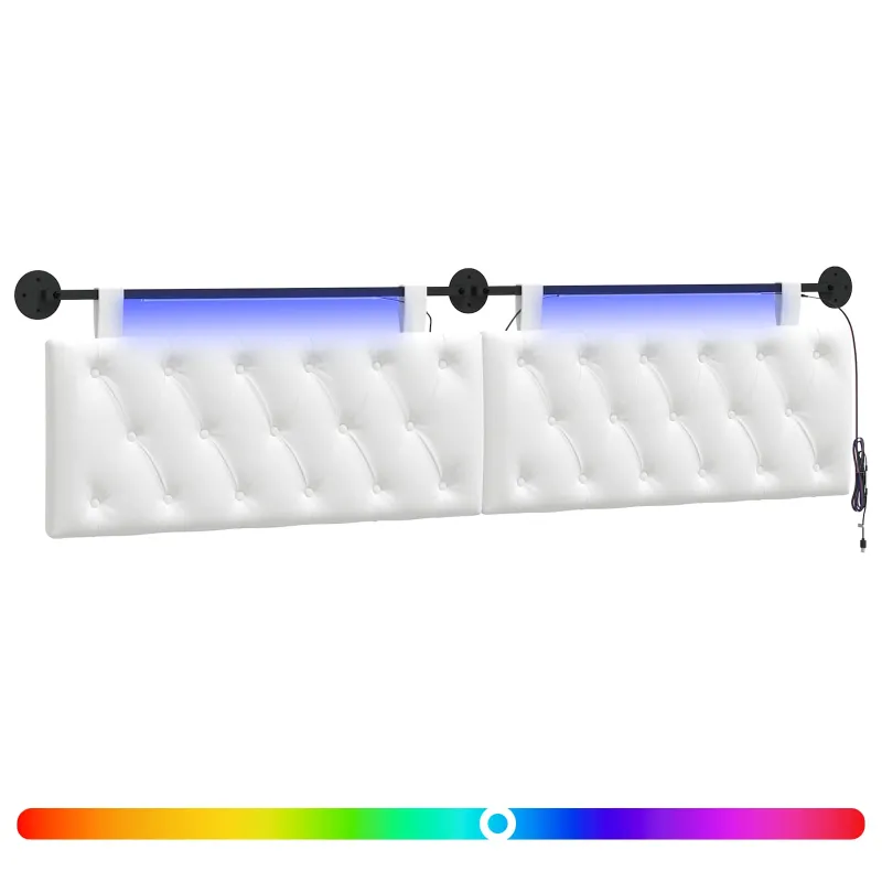 Pakabinamas lovos galvūgalis Su LED šviesa Balta Audinys