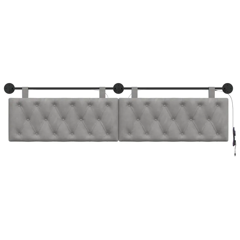 Pakabinamas lovos galvūgalis Šviesiai pilka Aksomas