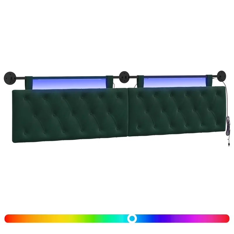 Pakabinamas lovos galvūgalis Su LED šviesa Tamsiai žalia