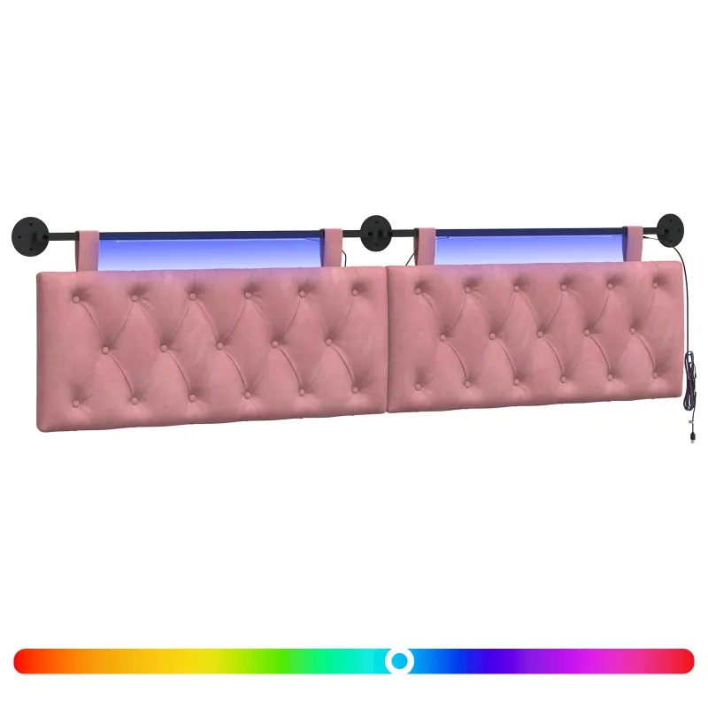 Pakabinamas lovos galvūgalis Su LED šviesa Rožinė Aksomas