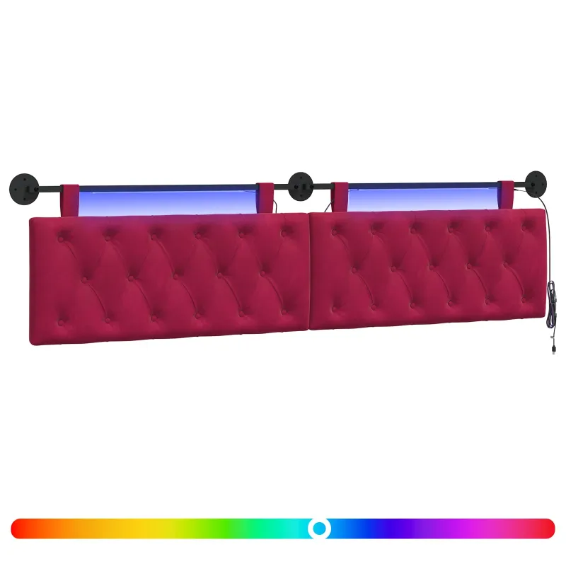 Pakabinamas lovos galvūgalis Su LED šviesa Vyno raudona Aksomas