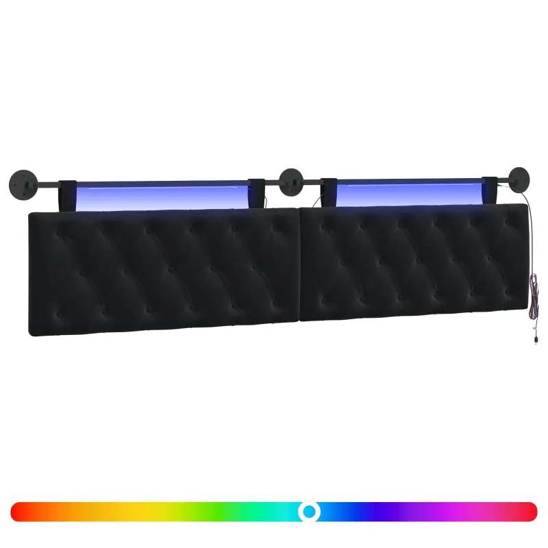 Pakabinamas lovos galvūgalis Su LED šviesa Juoda Aksomas