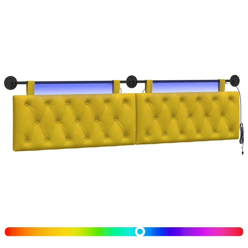 Pakabinamas lovos galvūgalis Su LED šviesa Geltona Aksomas