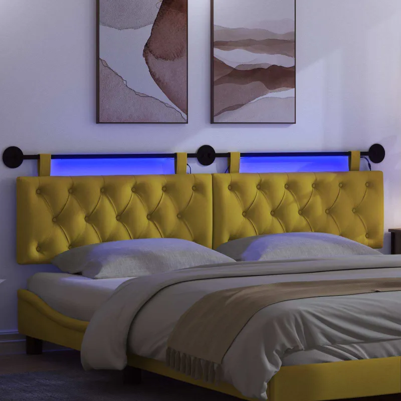 Pakabinamas lovos galvūgalis Su LED šviesa Geltona Aksomas