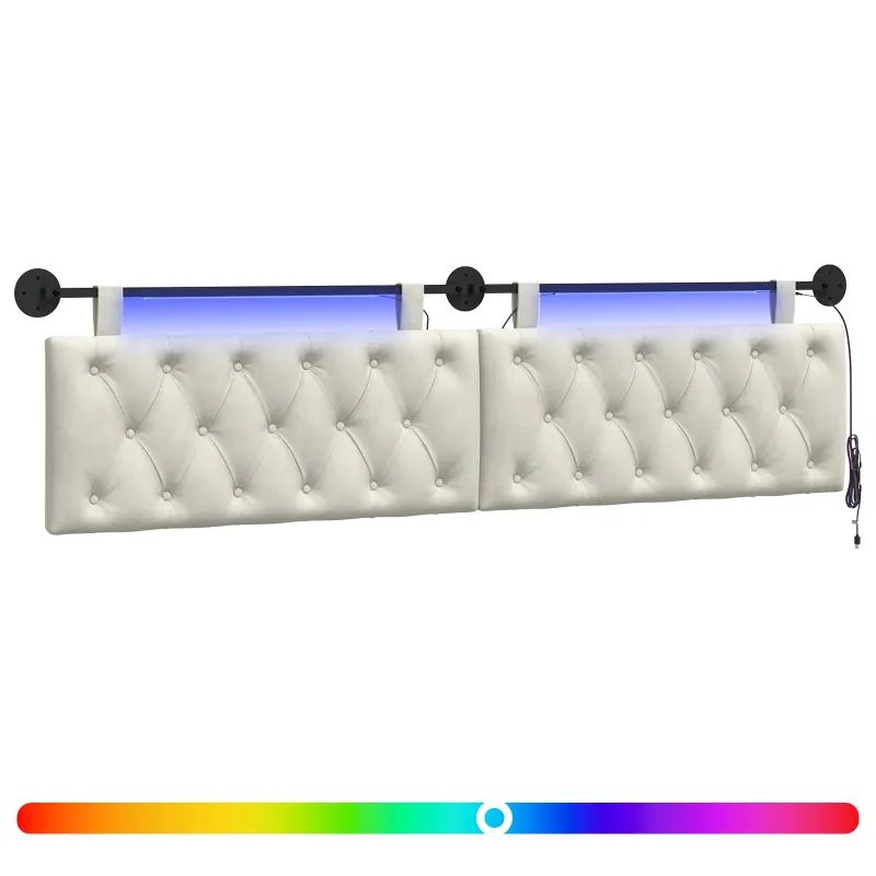 Pakabinamas lovos galvūgalis Su LED šviesa Kreminė Aksomas