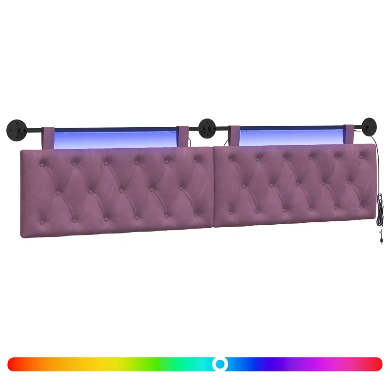 Pakabinamas lovos galvūgalis Su LED šviesa Violetinė Aksomas