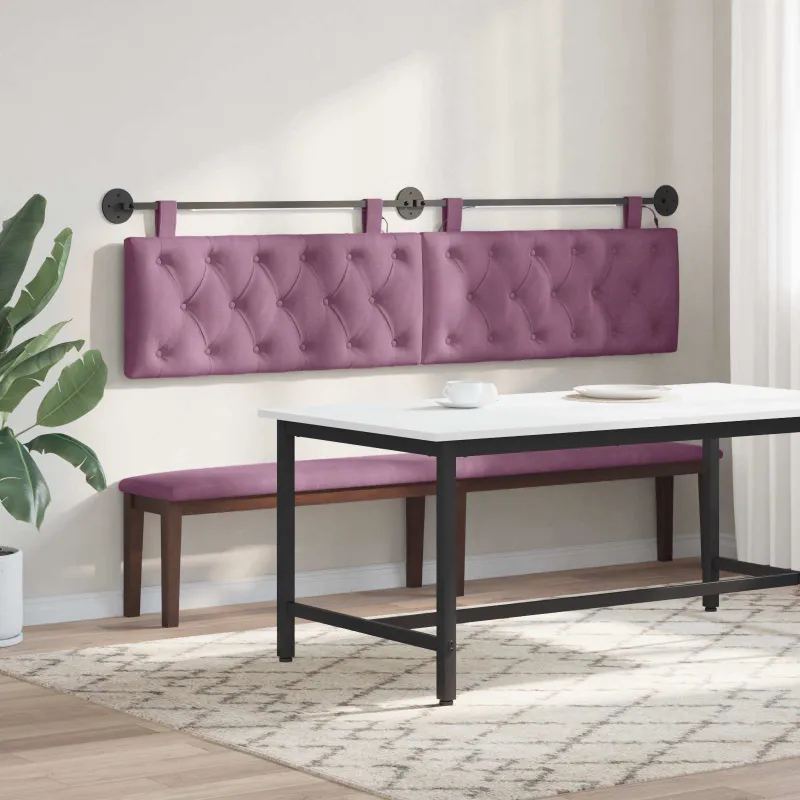 Pakabinamas lovos galvūgalis Su LED šviesa Violetinė Aksomas