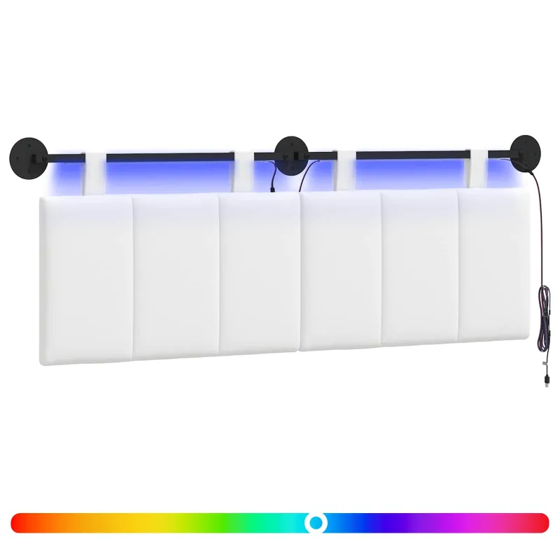 Pakabinamas lovos galvūgalis Su LED šviesa Balta Audinys
