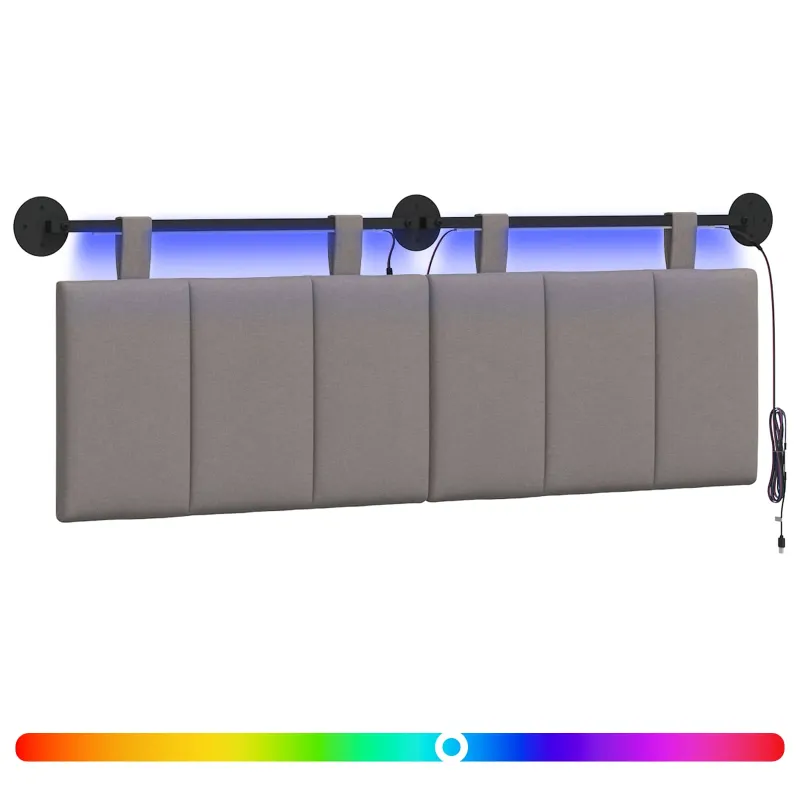 Pakabinamas lovos galvūgalis Su LED šviesa Taupe Audinys