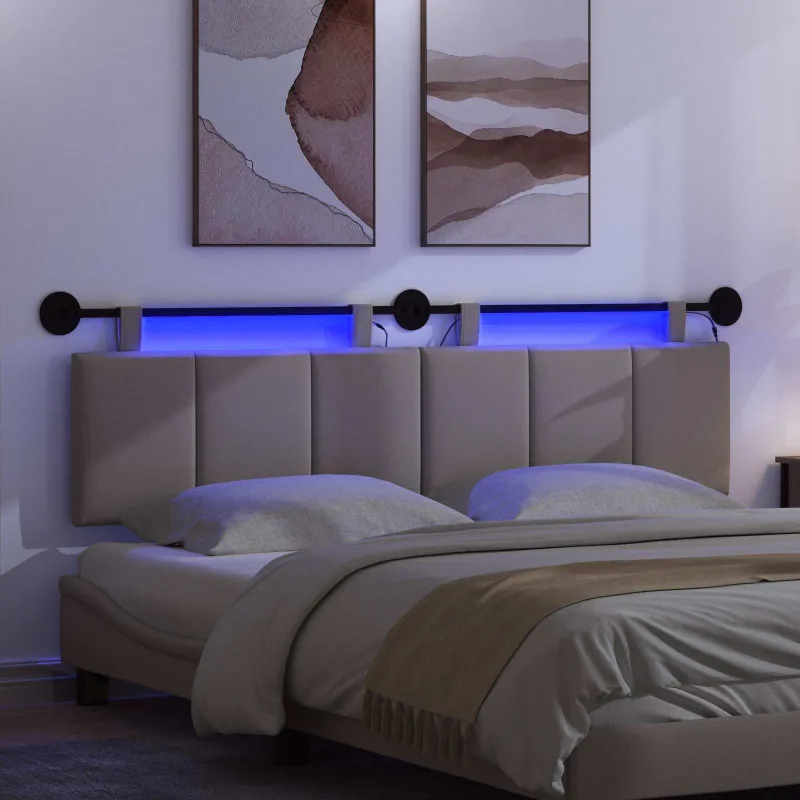 Pakabinamas lovos galvūgalis Su LED šviesa Taupe Audinys