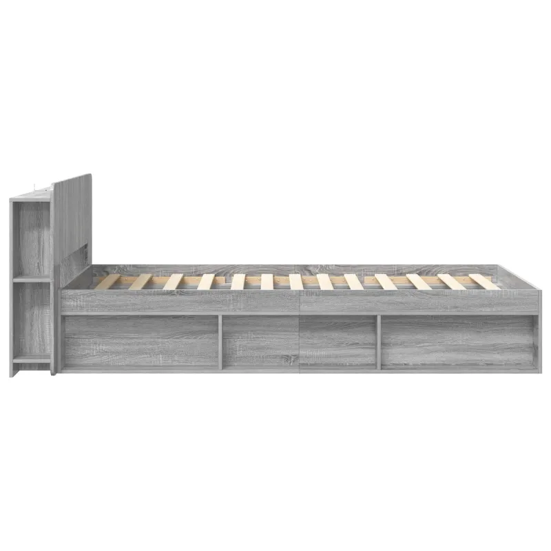 Lovos rėmas su saugojimu su galvūgalio Pilka Sonoma 75 x 190 cm