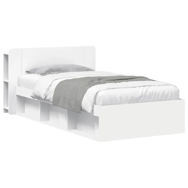 Lovos rėmas su saugojimu Balta 75 x 190 cm Apdirbta mediena
