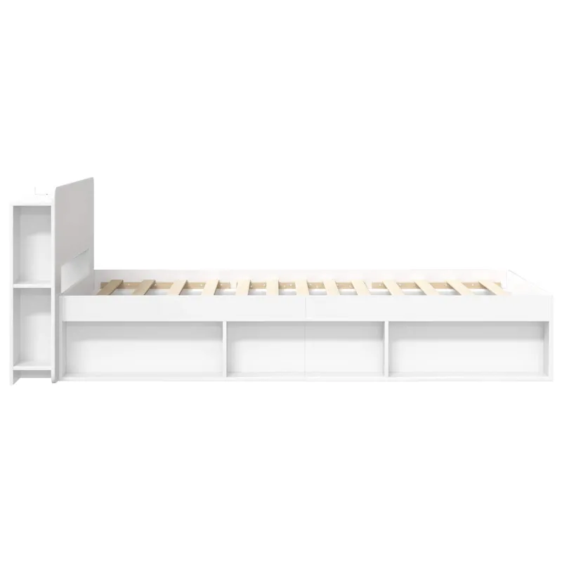 Lovos rėmas su saugojimu Balta 75 x 190 cm Apdirbta mediena