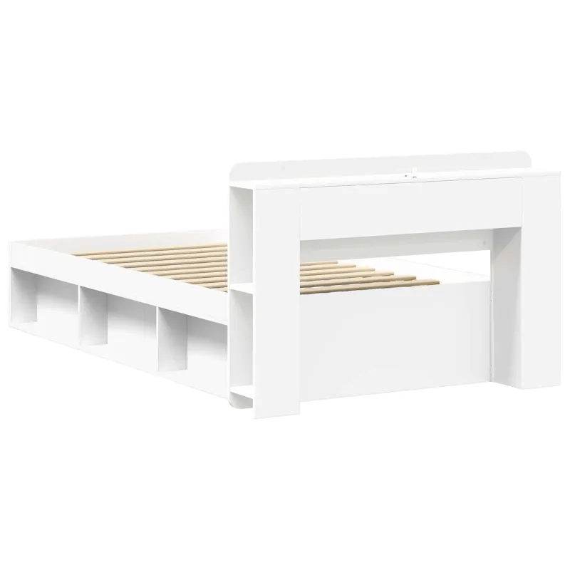 Lovos rėmas su saugojimu Balta 75 x 190 cm Apdirbta mediena