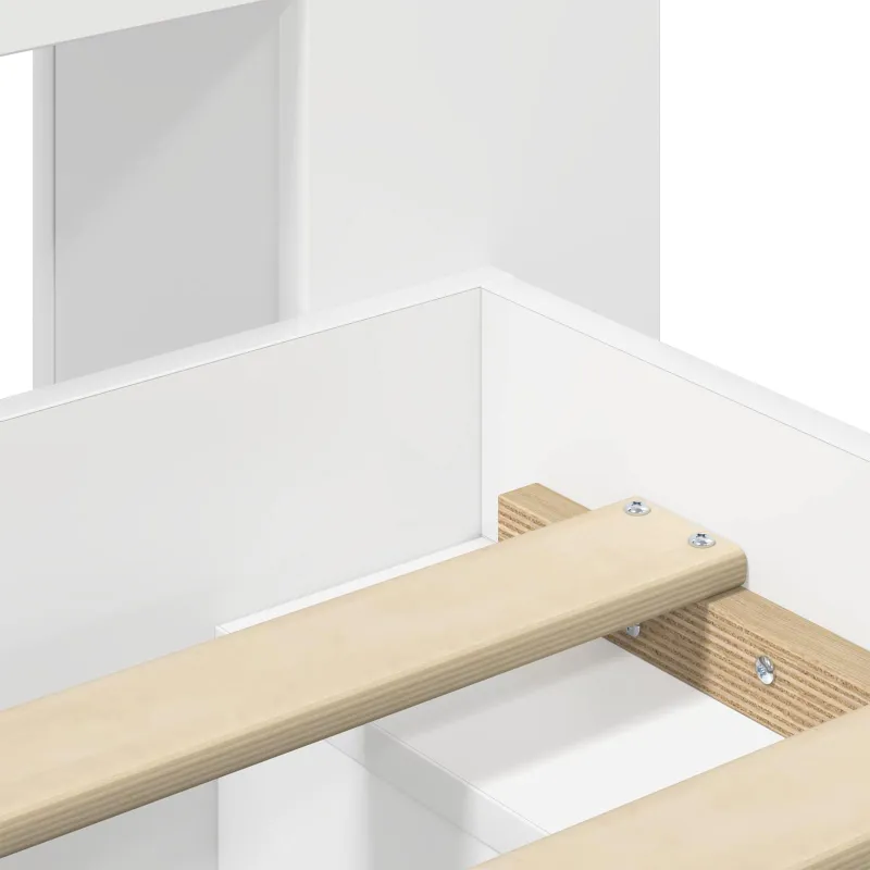 Lovos rėmas su saugojimu Balta 75 x 190 cm Apdirbta mediena