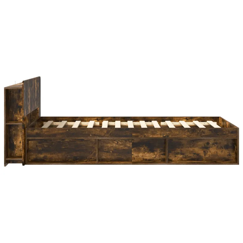 Lovos rėmas su saugojimu Dūminio ąžuolo 100 x 200 cm