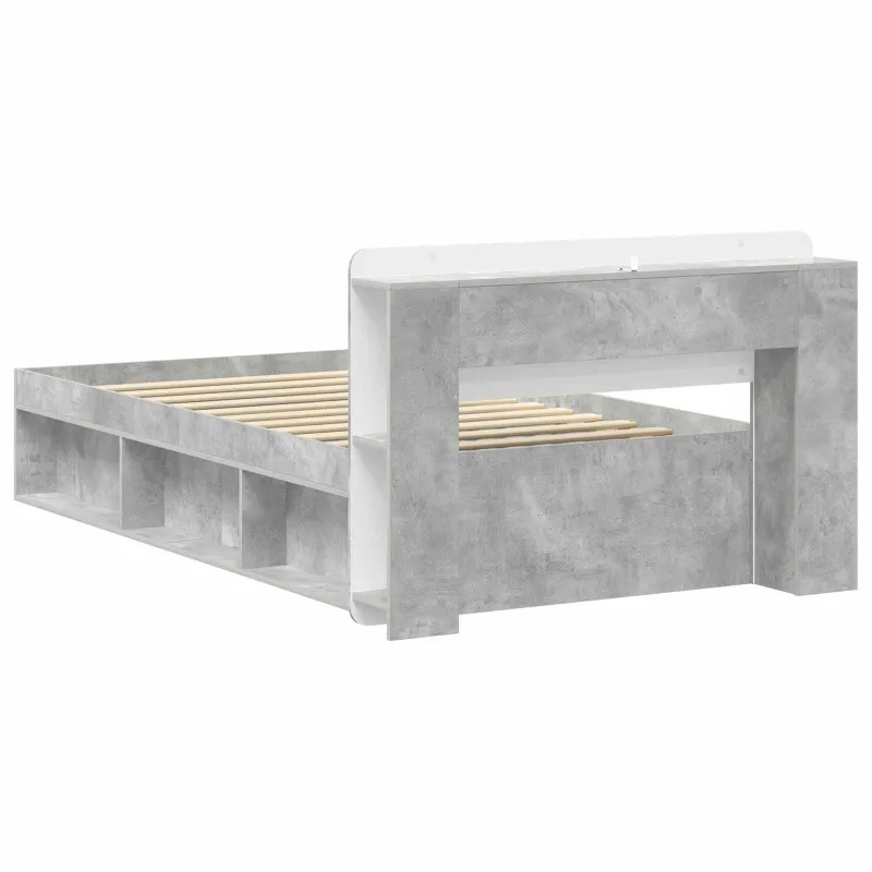 Lovos rėmas su saugojimu su galvūgalio Betono pilka 90 x 200 cm