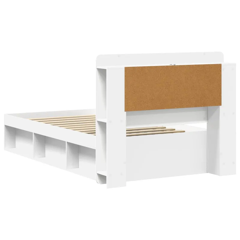 Lovos rėmas su saugojimu Balta 75 x 190 cm Apdirbta mediena