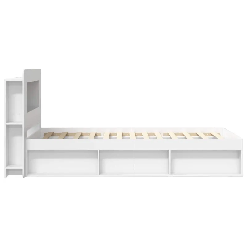 Lovos rėmas su saugojimu Balta 100 x 200 cm Apdirbta mediena