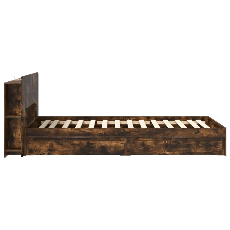 Lovos rėmas su saugojimu su stalčių Dūminio ąžuolo 75 x 190 cm