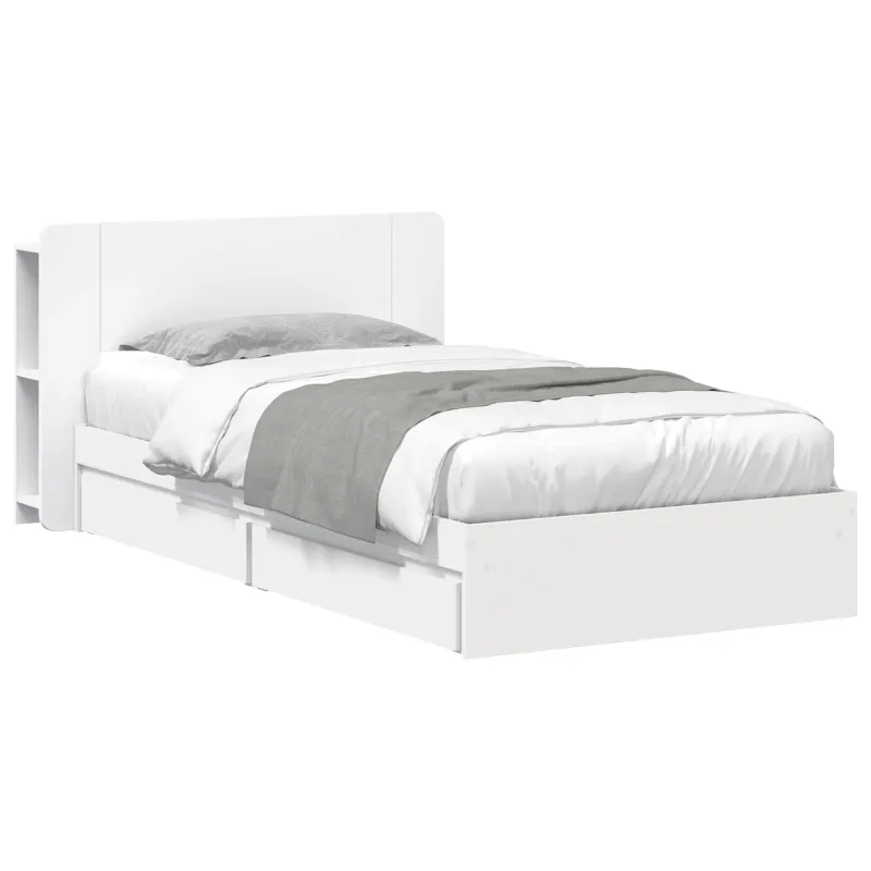 Lovos rėmas su saugojimu Balta 75 x 190 cm Apdirbta mediena