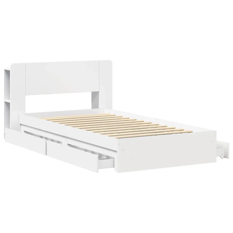 Lovos rėmas su saugojimu Balta 75 x 190 cm Apdirbta mediena