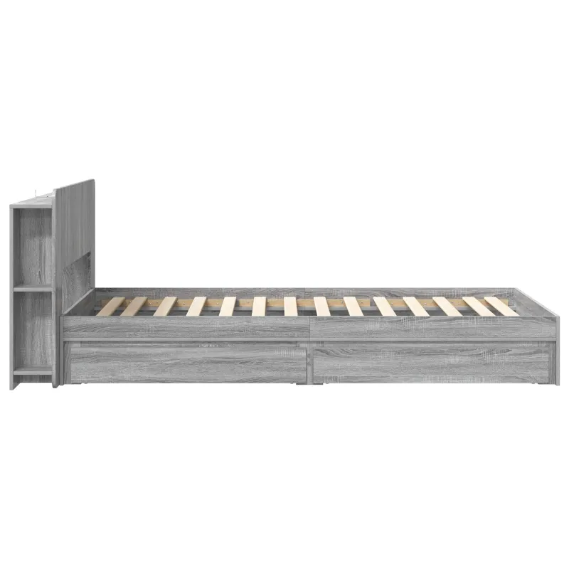Lovos rėmas su saugojimu su stalčių Pilka Sonoma 90 x 200 cm