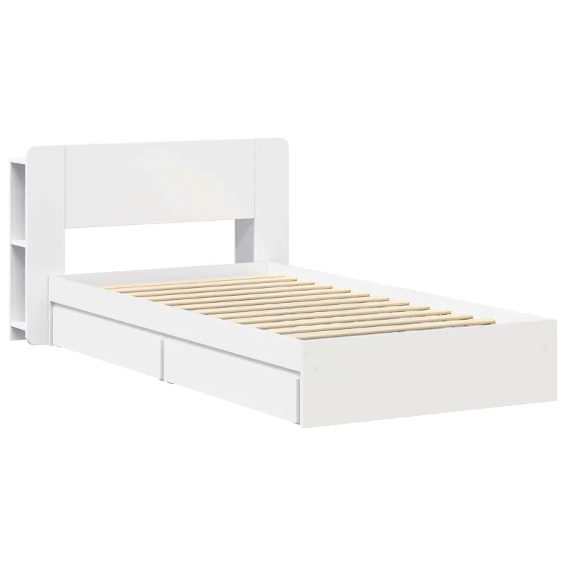 Lovos rėmas su saugojimu Balta 90 x 200 cm Apdirbta mediena