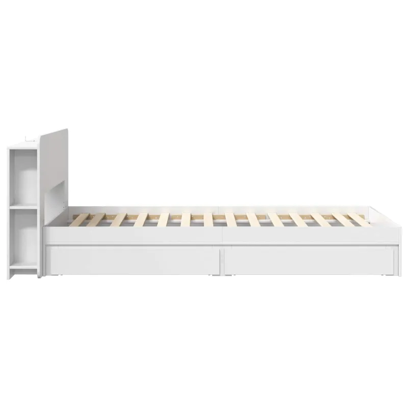 Lovos rėmas su saugojimu Balta 90 x 200 cm Apdirbta mediena