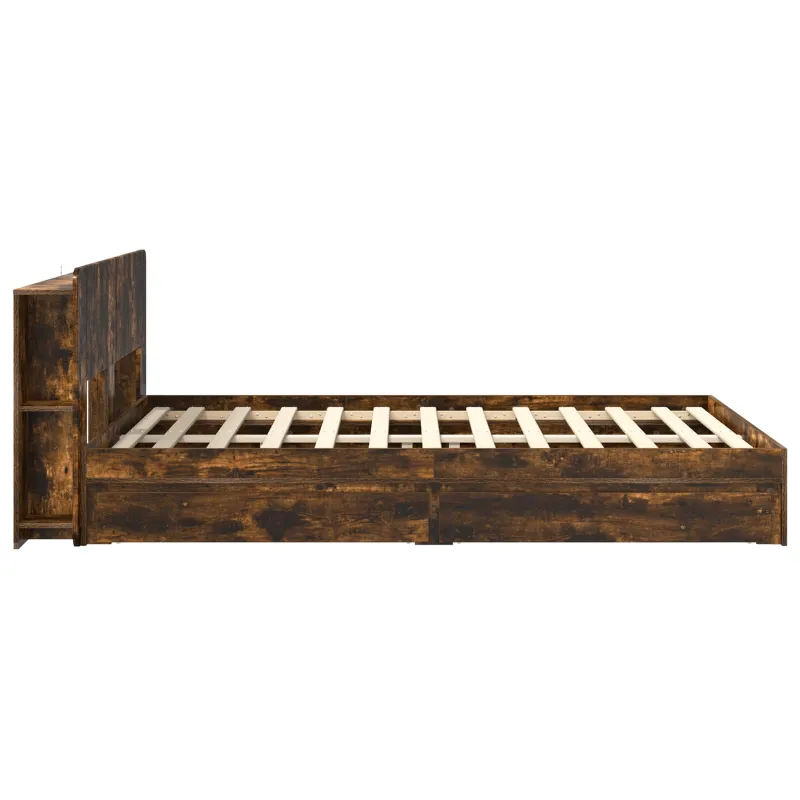 Lovos rėmas su saugojimu su stalčių Dūminio ąžuolo 135 x 190 cm