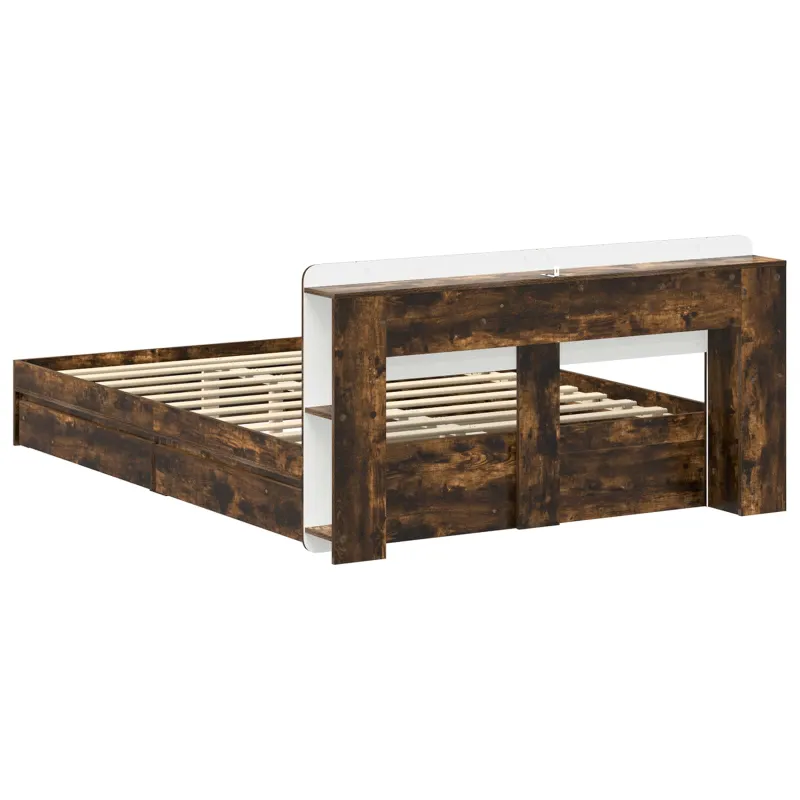 Lovos rėmas su saugojimu su stalčių Dūminio ąžuolo 135 x 190 cm