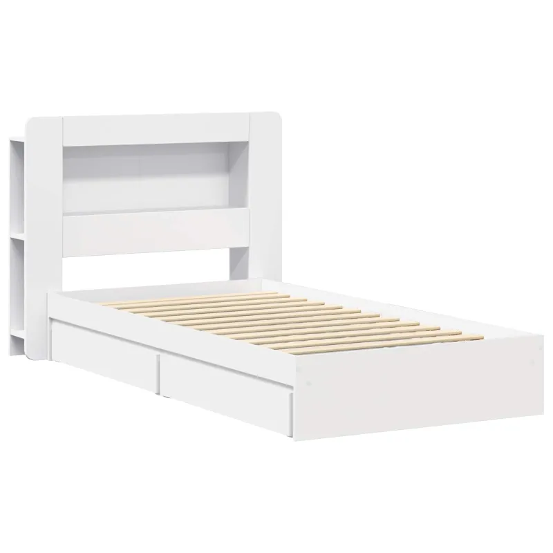 Lovos rėmas su saugojimu Balta 75 x 190 cm Apdirbta mediena