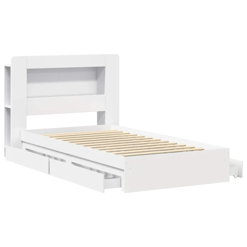 Lovos rėmas su saugojimu Balta 75 x 190 cm Apdirbta mediena