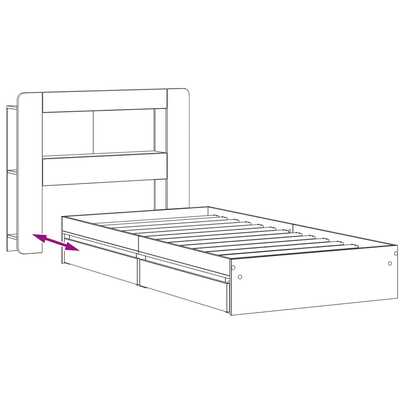 Lovos rėmas su saugojimu Balta 75 x 190 cm Apdirbta mediena